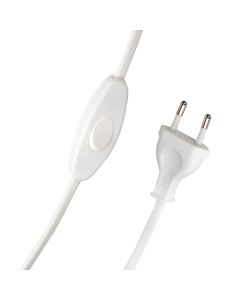 Bailey netsnoer met eurostekker en schakelaar 2 meter 2X0,75mm2 - wit (141086)