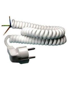 HK / HAKA netsnoer met schuko stekker en spiraalsnoer 3x1mm2 0.7 meter  wit (527900021)