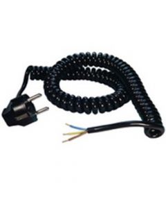 HK / HAKA netsnoer met schuko stekker en spiraalsnoer 3x1mm2 0.7 meter  zwart (527900022)