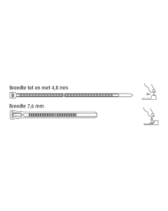 WKK tie wrap hersluitbaar zwart (UV bestendig) 4,8x370mm per 100 stuks (118226071)