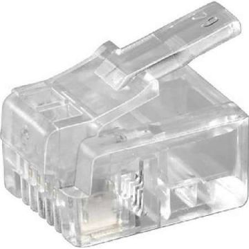 RJ11 male voor platte kabel per 10 stuks