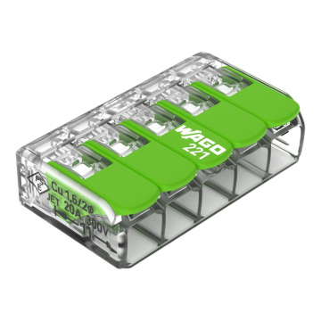 Wago lasklem 5-voudig 4 mm² per 25 stuks (221-425)